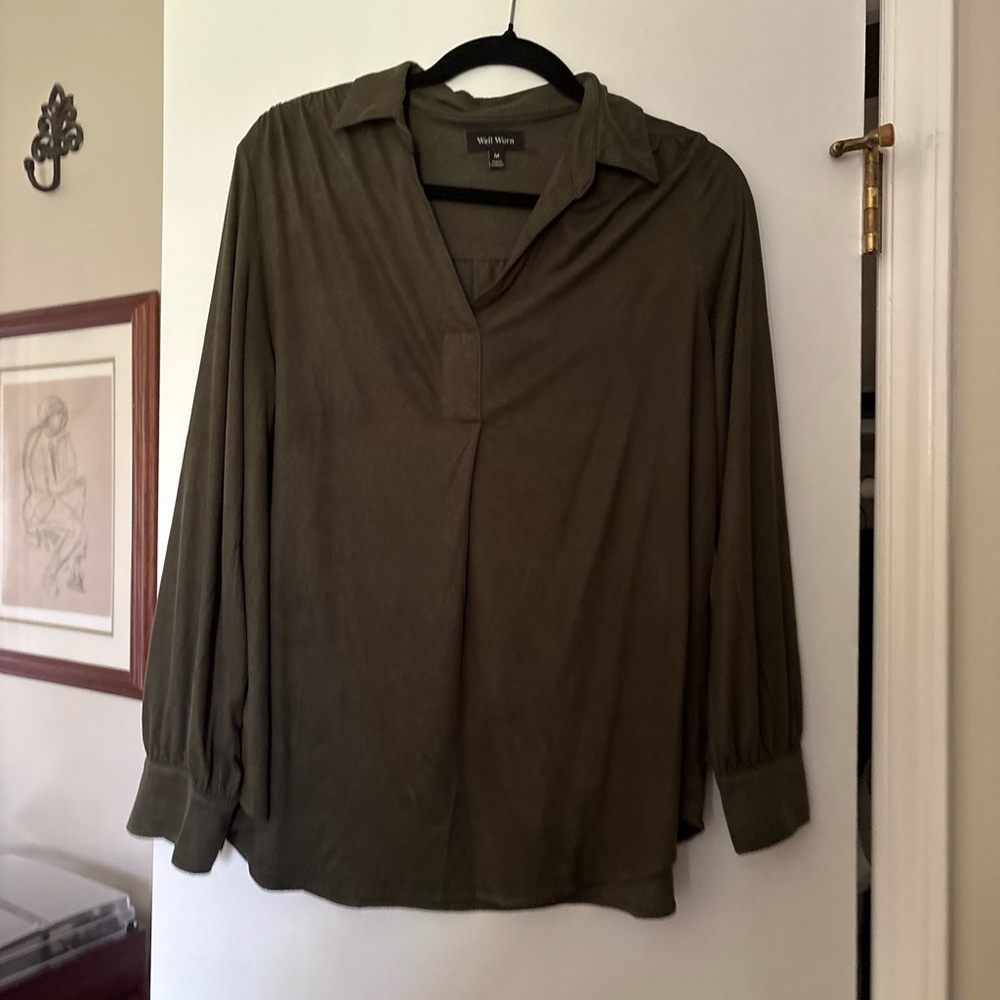 Dark Green Long Sleeve Blouse